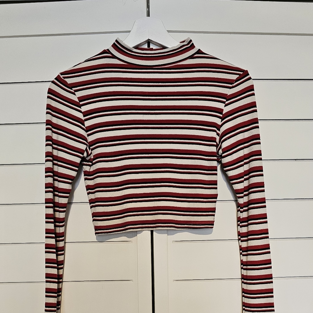 Asos Striped Longsleeve Crop Top Size 4
